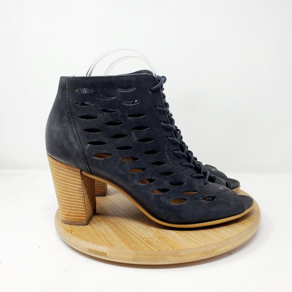 Paul Green Shoe Womens 8 Catalina Black Nubuck Perforated Sandal Bootie Open Toe